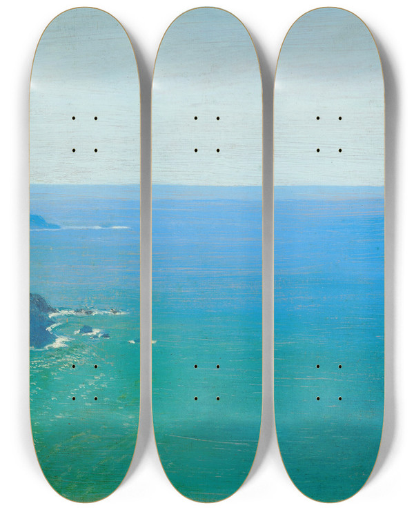 Triptych art skateboard deck of Arthur Hughes Gurnards Head From St Ives Side by Arthur Hughes (1832-1915)