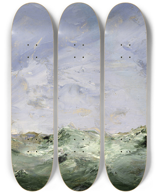 Triptych art skateboard deck of August Strindberg Little Water Dalar by August Strindberg (1849-1912)