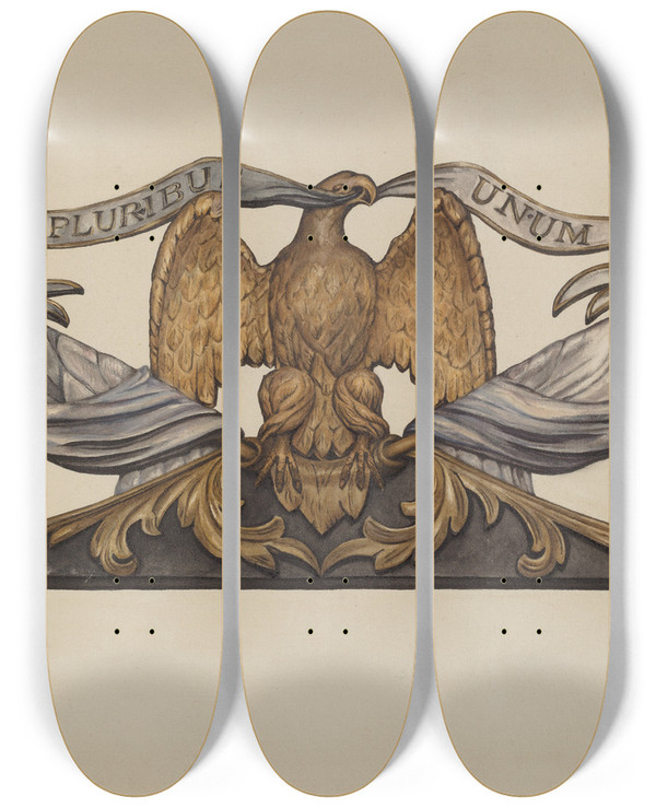 Triptych art skateboard deck of Flora Merchant Eagle_2 by Flora Merchant