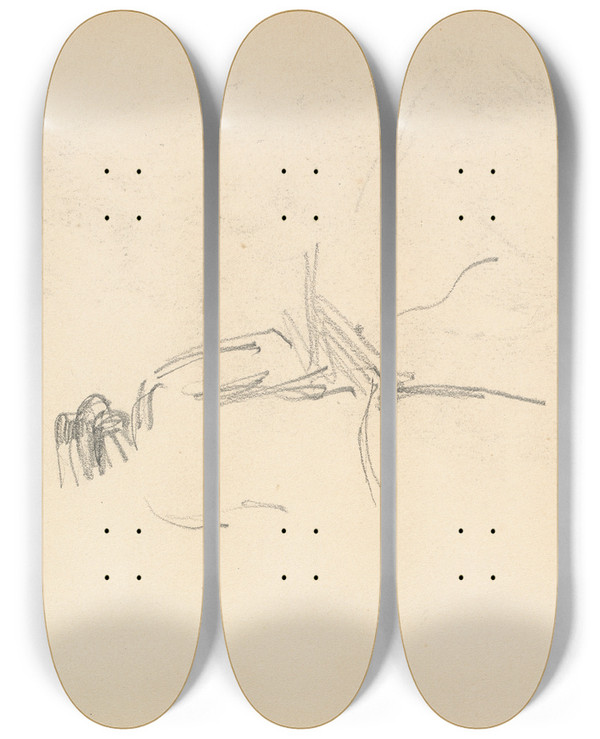 Triptych art skateboard deck of Paul Czanne A Man Seen From Behind by Paul Cezanne (1839-1906)