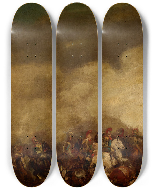 Triptych art skateboard deck of Piotr Michaowski Battle by Piotr Michalowski (1800-1855)