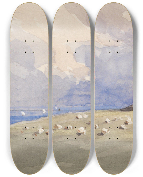 Triptych art skateboard deck of George Jackson North Foreland Lighthouse by George Jackson