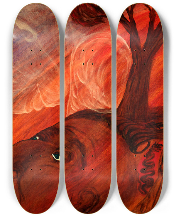 Triptych art skateboard deck of B Jesus Newton Untitled by B Jesus Newton (20-)