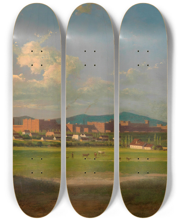 Triptych art skateboard deck of Josef Feid Das Arsenal In Wien by Josef Feid (1806-1870)