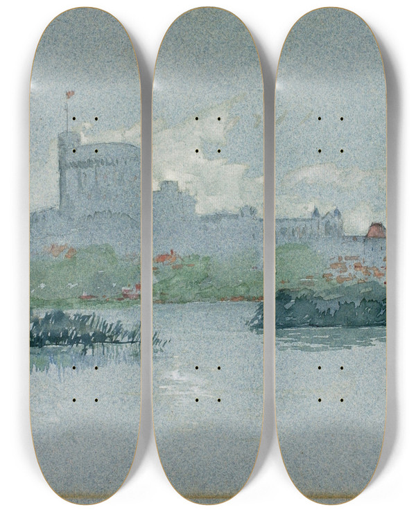 Triptych art skateboard deck of Cass Gilbert Windsor Castle England by Cass Gilbert (1859-1934)
