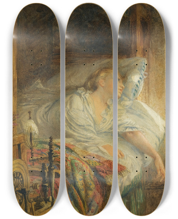 Triptych art skateboard deck of William Bell Scott Thou Hast Left Me Ever Jamie by William Bell Scott (1811-1890)