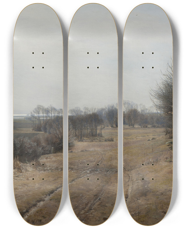 Triptych art skateboard deck of Janus La Cour The Path by Janus La Cour (1837-1909)