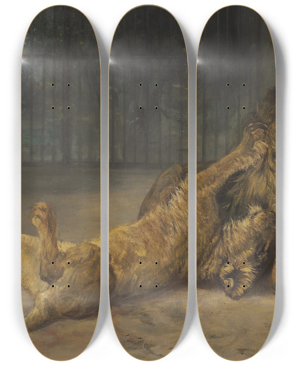 Triptych art skateboard deck of Paul Friedrich Meyerheim Unwanted Affection by Paul Friedrich Meyerheim (1842-1915)