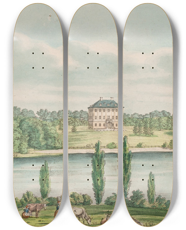Triptych art skateboard deck of Jens Holm Dronninggrd by Jens Holm (1776-1859)