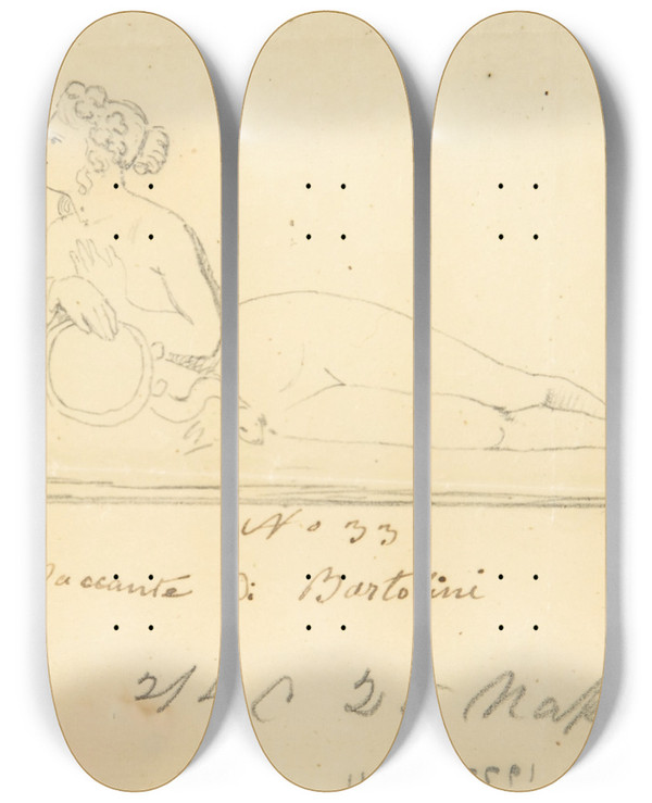 Triptych art skateboard deck of Circle Of John Gibson Bacchante By Bartolini by Circle Of John Gibson (1791-1866)