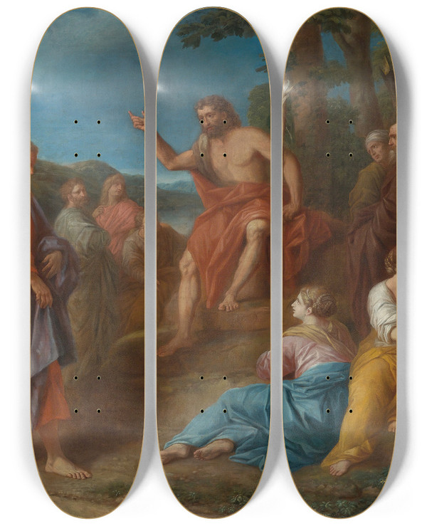 Triptych art skateboard deck of Roman School St John The Baptist Preaching by Roman School
