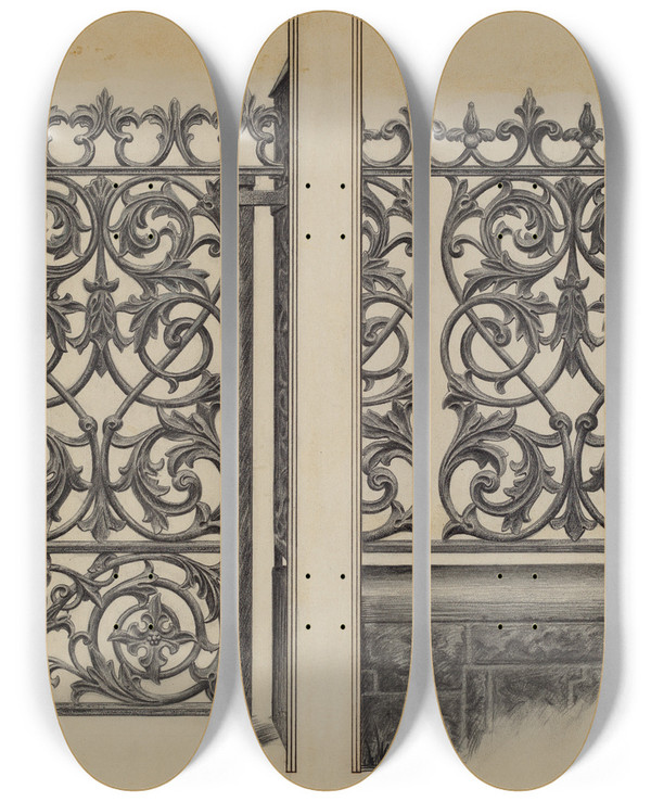Triptych art skateboard deck of Ralph Atkinson Iron Gate by Ralph Atkinson (20-)