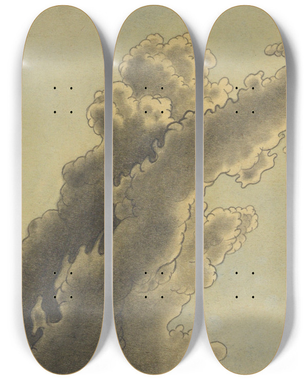Triptych art skateboard deck of Karl Wiener Wolken_1 by Karl Wiener (1901-1949)