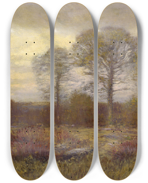 Triptych art skateboard deck of Dwight W Tryon November_1 by Dwight W. Tryon (1849-1925)