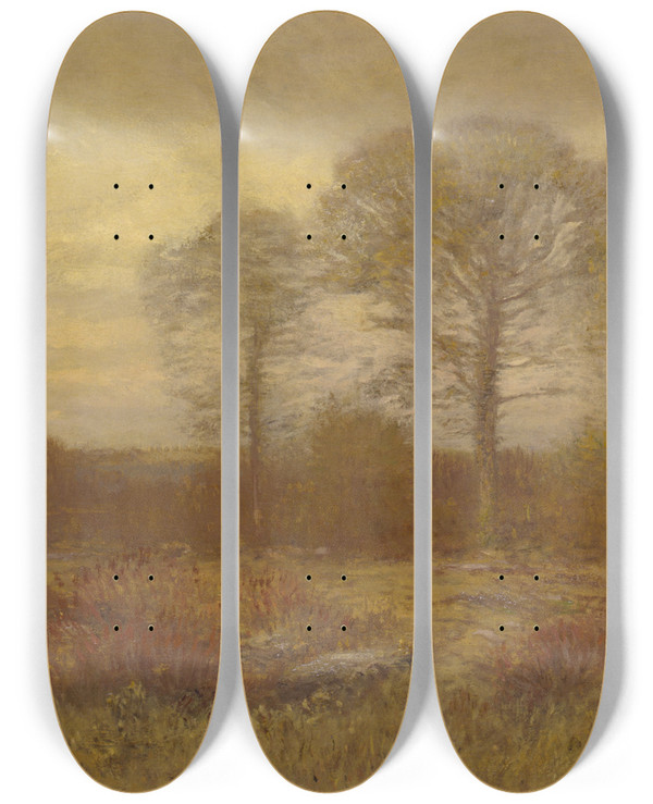 Triptych art skateboard deck of Dwight W Tryon November_2 by Dwight W. Tryon (1849-1925)