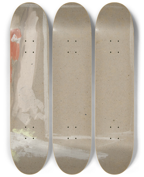 Triptych art skateboard deck of Edwin Austin Abbey Group Of Figures_1 by Edwin Austin Abbey (1852-1911)
