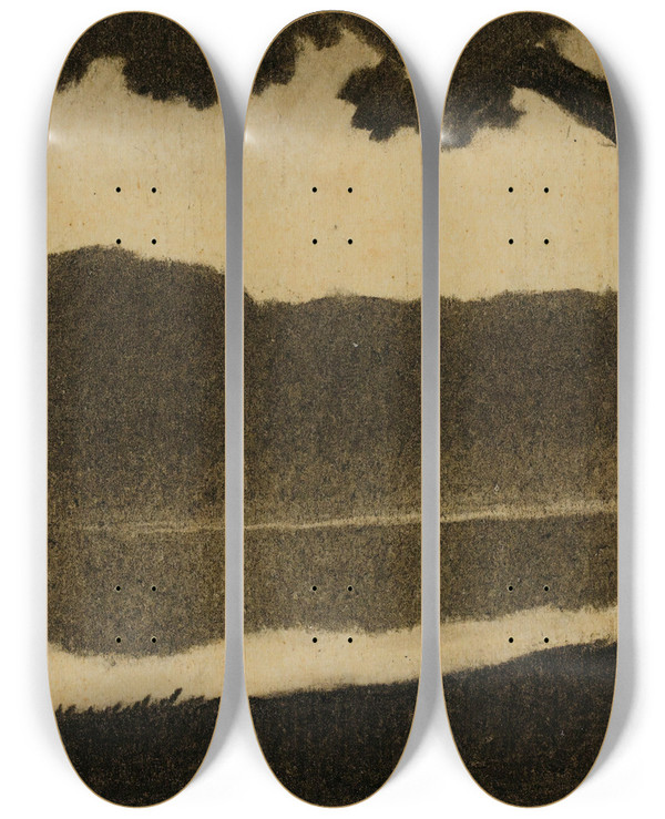 Triptych art skateboard deck of Alphonse Osbert River Bank by Alphonse Osbert (1857-1939)