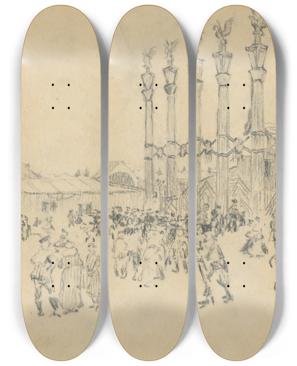 Triptych art skateboard deck of Tefan Polkorb Sokol Slet In Prague by Stefan Polkorab