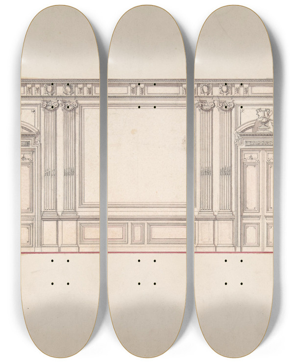 Triptych art skateboard deck of Charles Monblond Design For Wall Panelling by Charles Monblond (19-)