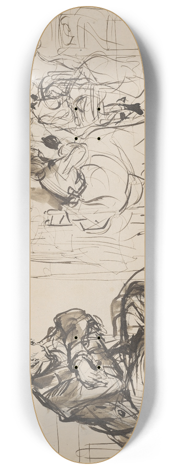 Alfred Dehodencq - Scene at a Paris Cafe 8.25 inch art skate deck
