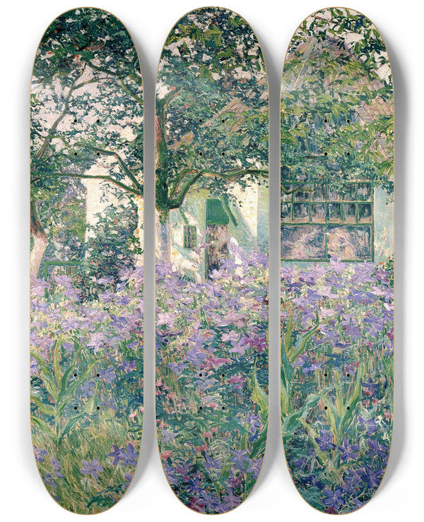 Triptych art skateboard deck of Anna De Weert Mijn Atelier In Juni by Anna De Weert (1867-1950)