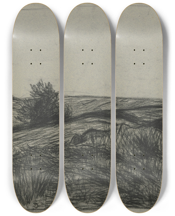 Triptych art skateboard deck of Wilhelm Kalb Raised Bog by Wilhelm Kalb