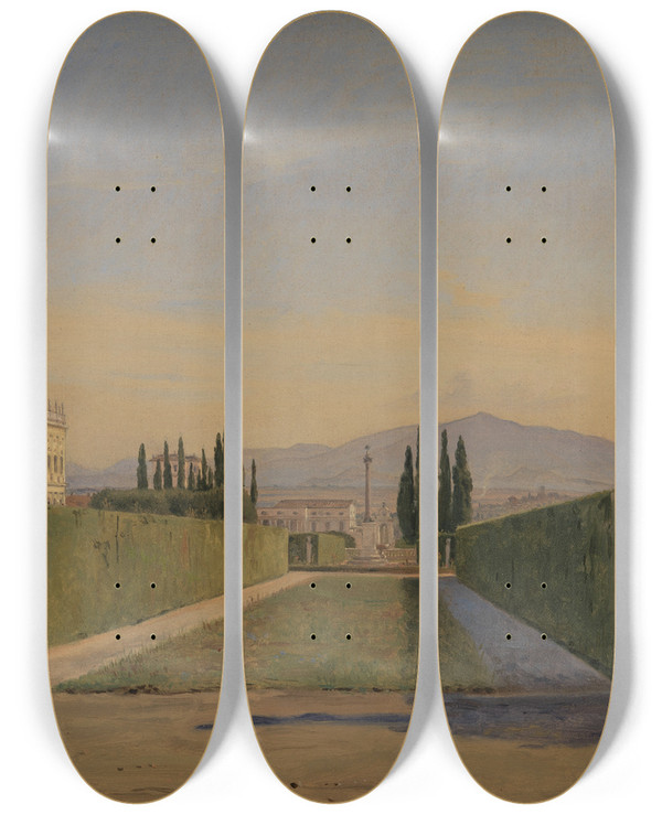 Triptych art skateboard deck of Hans Smidth View Of The Sea From A Pier by Hans Smidth (1839-1917)