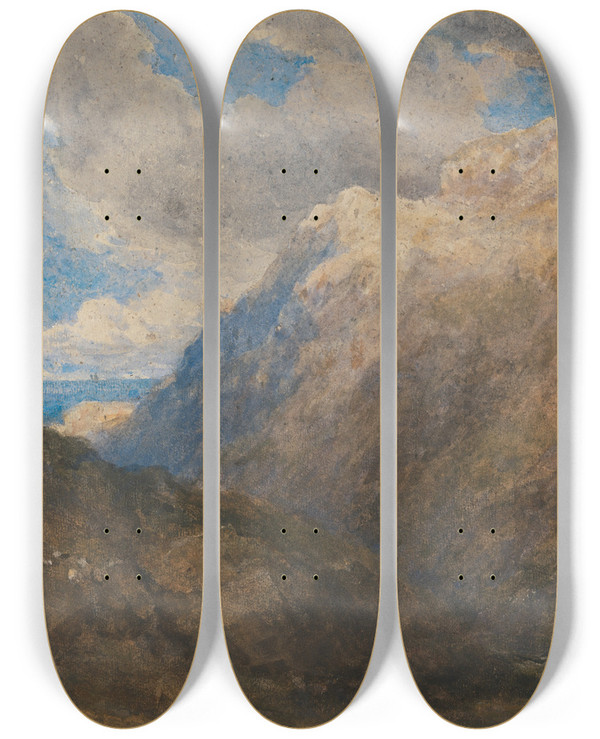 Triptych art skateboard deck of David Cox Penmanmawr by David Cox (1783-1859)