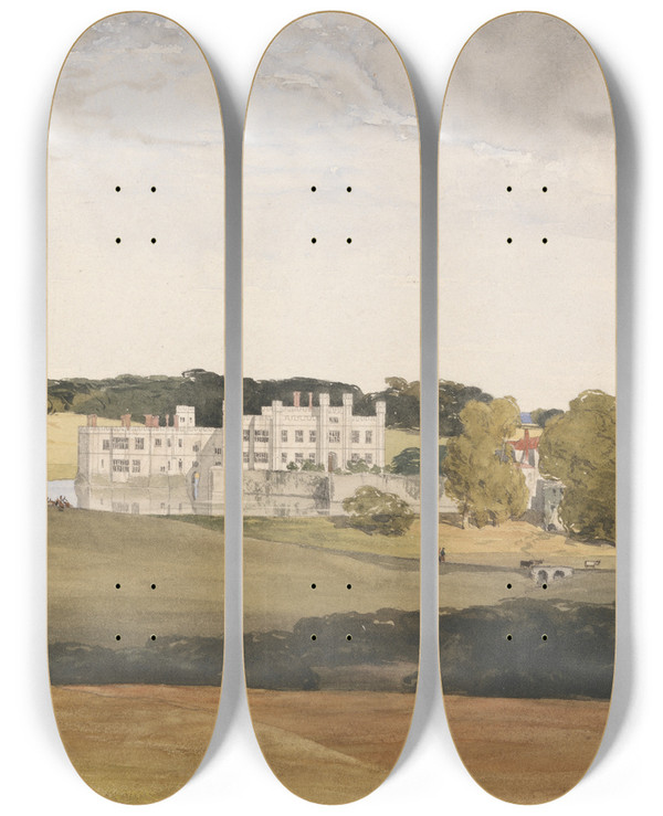 Triptych art skateboard deck of Thomas Collier Leeds Castle Kent by Thomas Collier