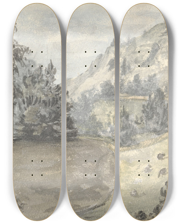 Triptych art skateboard deck of Anne Rushout Encombe September 28 1831_1 by Anne Rushout (1767-1849)