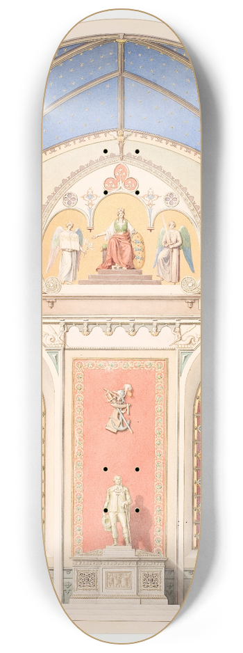 Heinrich Eddelien - Udkast til hvlvingens dekoration i Christian IVs kapel i Roskilde Domkirke. Udsmykning i midten med statue af Christian IV 8.25 inch art skate deck