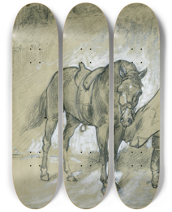 Triptych art skateboard deck of David Bles Greeting At The Door by David Bles (1821-1899)