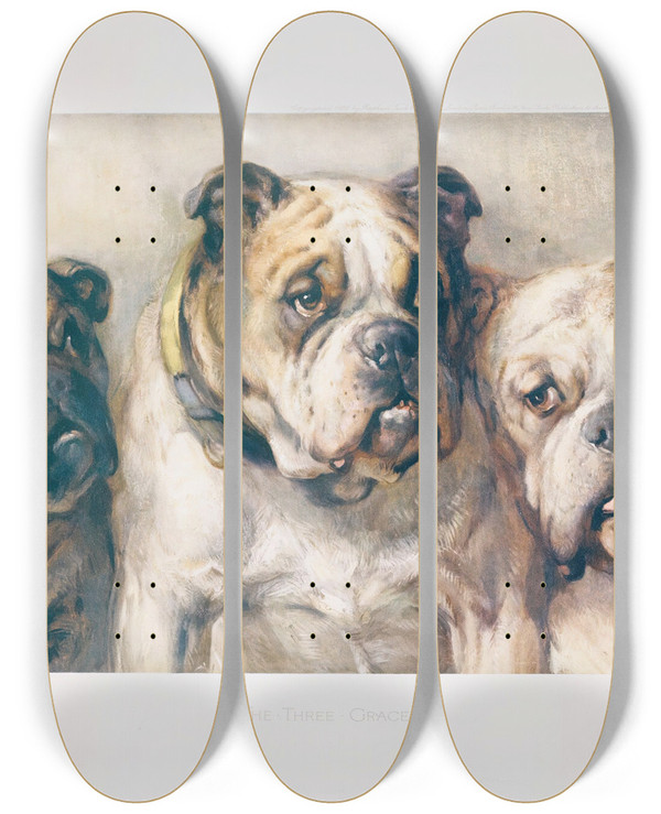 Triptych art skateboard deck of Philip Eustace Stretton The Three Graces by Philip Eustace Stretton (1865-1919)