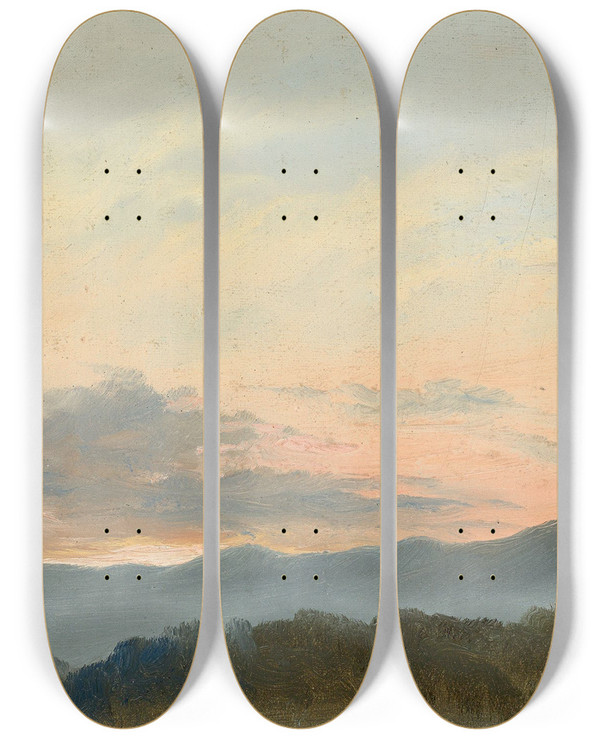 Triptych art skateboard deck of Carl Gustav Carus Wolkenstudie_2 by Carl Gustav Carus (1789-1869)