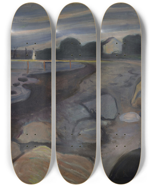 Triptych art skateboard deck of Edvard Munch Melancholy by Edvard Munch (1863-1944)