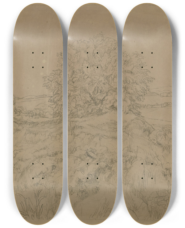 Triptych art skateboard deck of Felix Klipstein Hessische Landschaft by Felix Klipstein