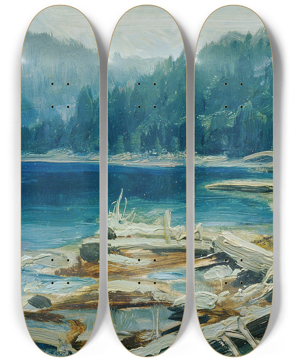 Triptych art skateboard deck of Ferdinand Engelmller Bhmerwald_1 by Ferdinand Engelmuller (1867-1924)