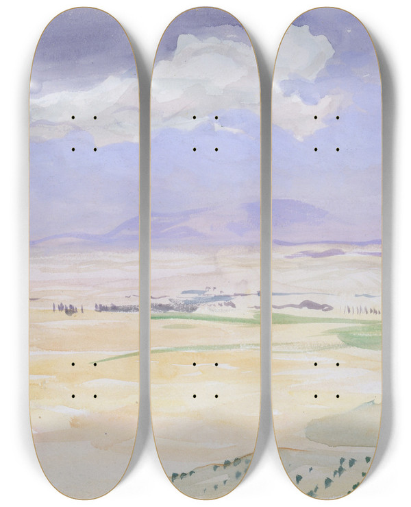 Triptych art skateboard deck of John Singer Sargent From Vila by John Singer Sargent (1856-1925)