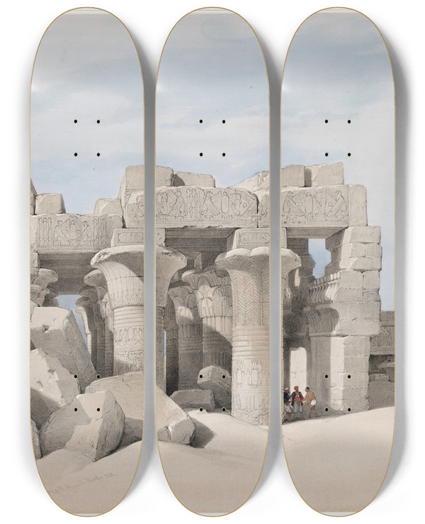 Triptych art skateboard deck of David Roberts Kom Ombo Nov 21St 1838_2 by David Roberts (1796-1864)