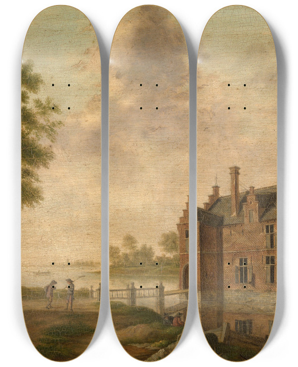 Triptych art skateboard deck of Frans De Cort A Castle Hendrik by Frans de Cort