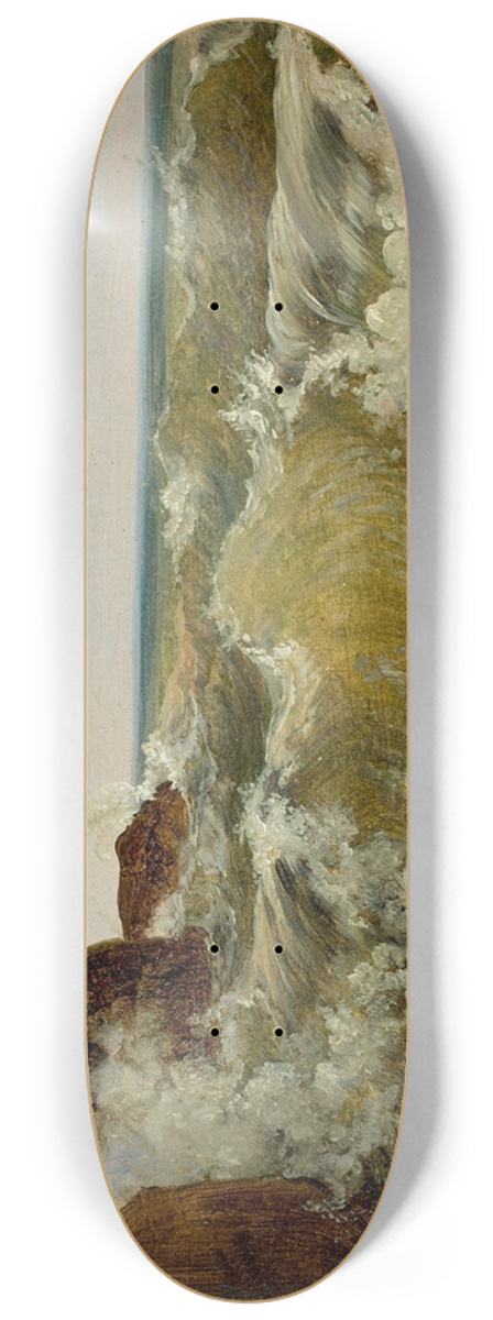 Heinrich Reinhold - Breaking waves on the coast near Sorrento 8.25 inch art skate deck