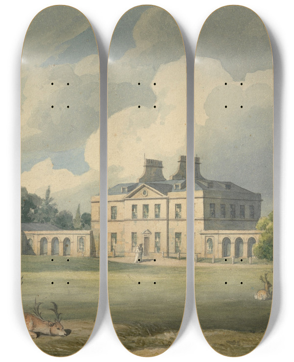 Triptych art skateboard deck of John Preston Neale Addington Place Surrey by John Preston Neale