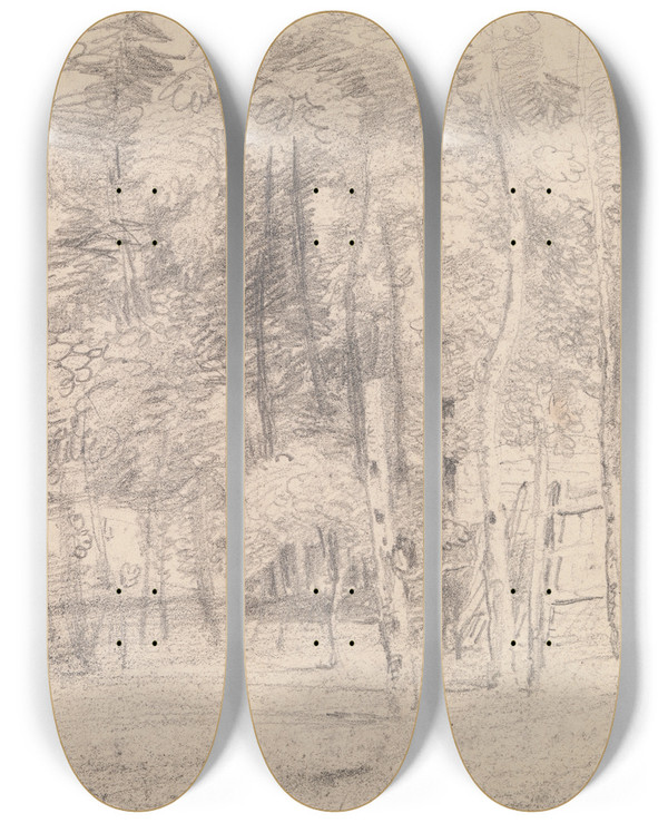Triptych art skateboard deck of Thomas Hastings Padmore Isle Of Wight by Thomas Hastings (1778-1854)