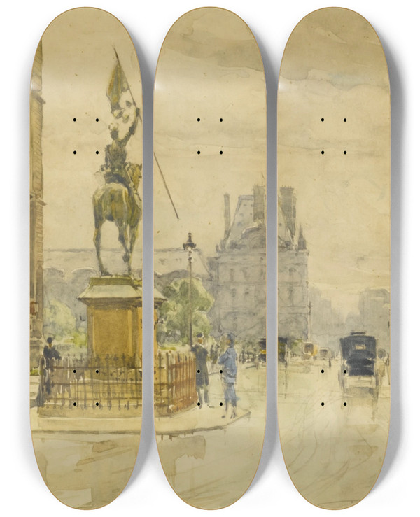 Triptych art skateboard deck of Rn Leverd Rue De Jeanne Darc Paris by Rene Leverd
