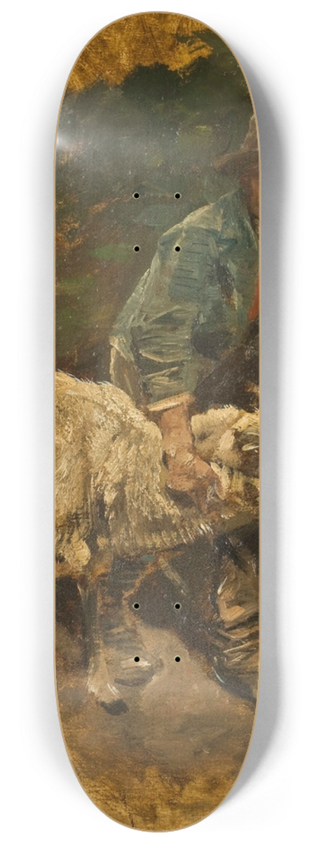 Heinrich Von Zgel - A shepherd boy with a lambkin and a sheep 8.25 inch art skate deck