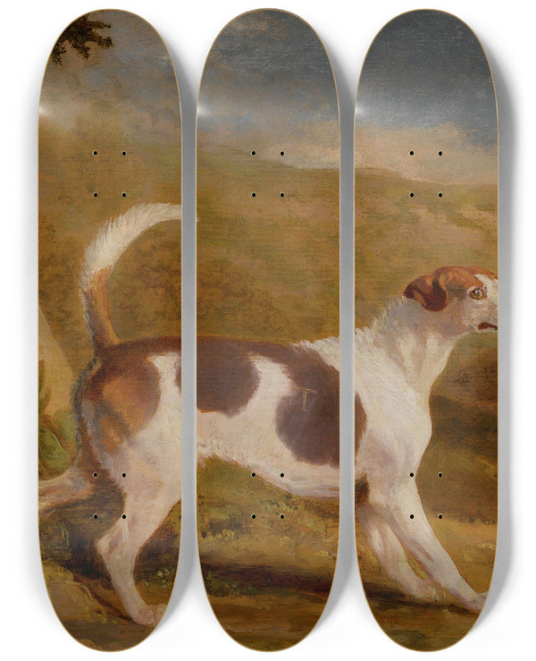Triptych art skateboard deck of George Garrard Colonel Thorntons Hound Lucifer In A Scottish Landscape by George Garrard (1760-1826)