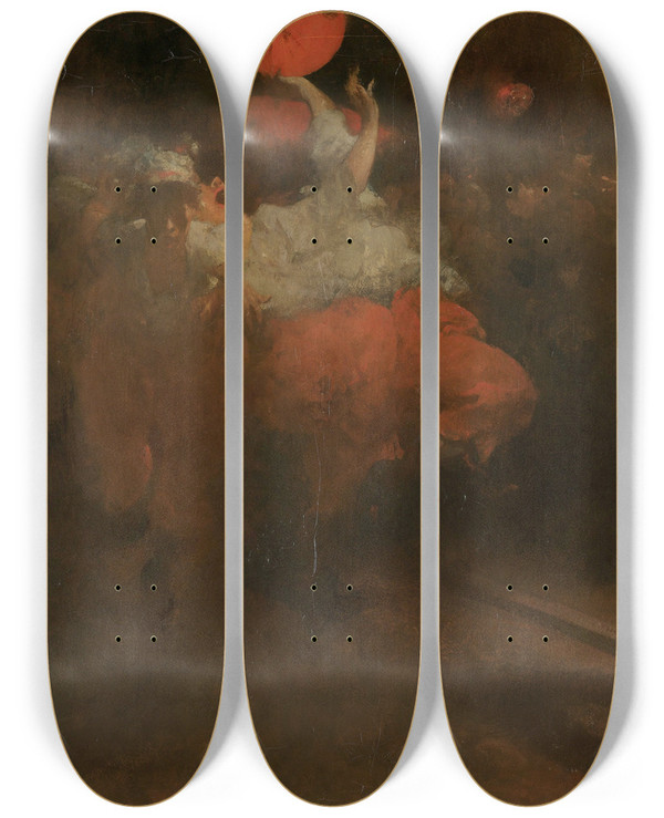 Triptych art skateboard deck of Jacobus Van Looy Orange Festival by Jacobus van Looy (1855-1930)