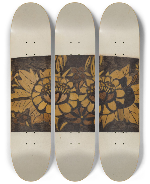 Triptych art skateboard deck of Genevieve Sherlock Boston Rocker_2 by Genevieve Sherlock