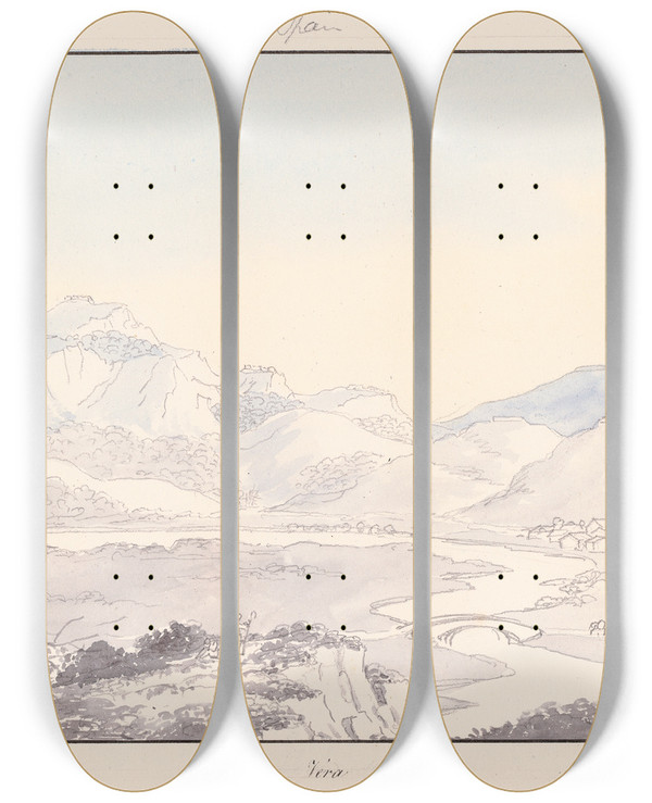 Triptych art skateboard deck of Charles Hamilton Smith Vera by Charles Hamilton Smith (1776-1859)