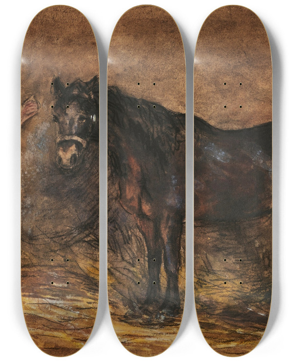 Triptych art skateboard deck of Sir William Eden Study_1 by Sir William Eden (1849-1915)